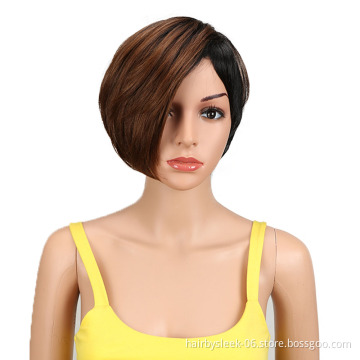 Rebecca fashion brand 12 Inches Short cut For Black Women Heat Resistant 3 kind of Colors Blonde Wigs  Synthetic Hair Wigs